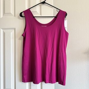 Chico's Size 2 (L) Pink Fuchsia Azalea Microfiber Contemporary Tank Top